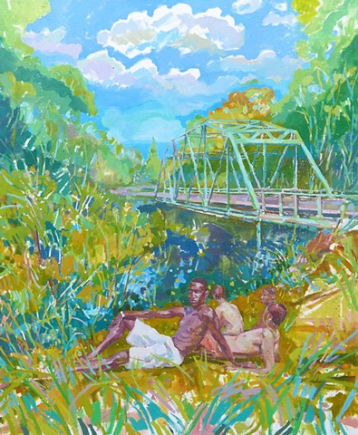Bridge, Sunbathing, Landscape, Narrative, Storytelling, River