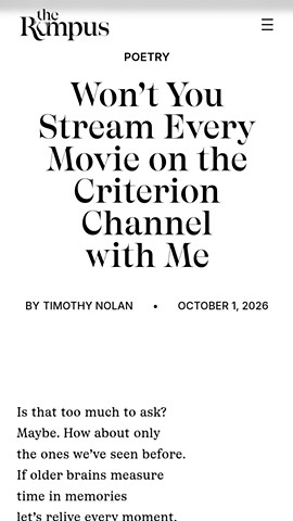 Won’t You Stream Every Movie on the Criterion Channel with Me