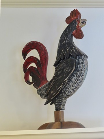Wood rooster, old form, new paint 