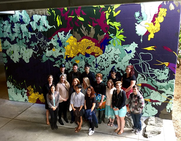 Students from my mural class at North Seattle College at the opening reception. Design by Angela Mele.