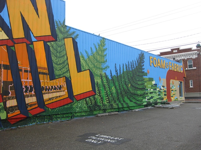The Fern Hill mural, looking East.  Commissioned by the City of Tacoma.  Collaborators: Brad Pugh, Dionne Bonner, Laurie Larson