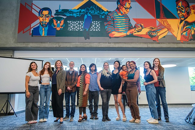 Mural Class in front of James Baldwin Mural
