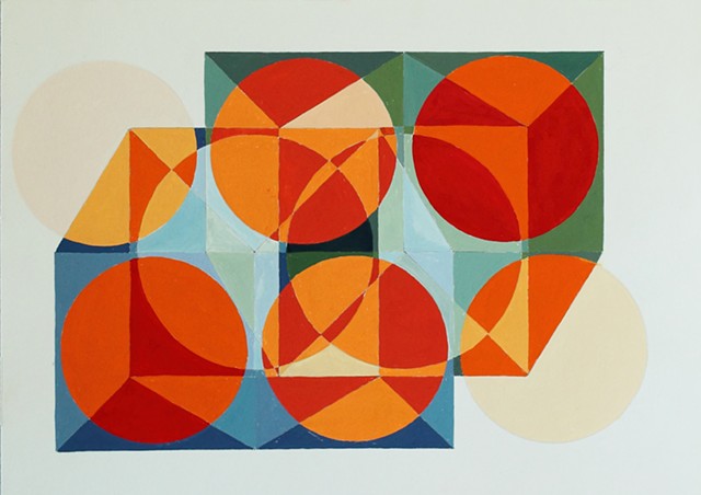 work on paper, gouache, minimal, art, high key color, spatial theory