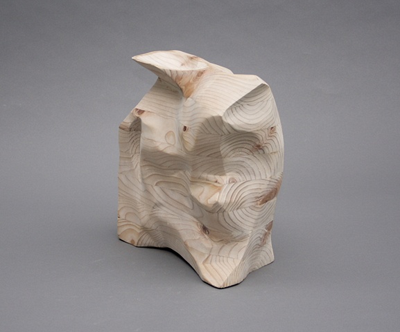 Laminated wood sculpture, freestanding sculpture, table-sized sculpture, minimal art