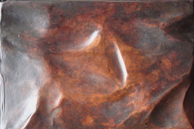 Hammered copper, patina, small copper sculpture