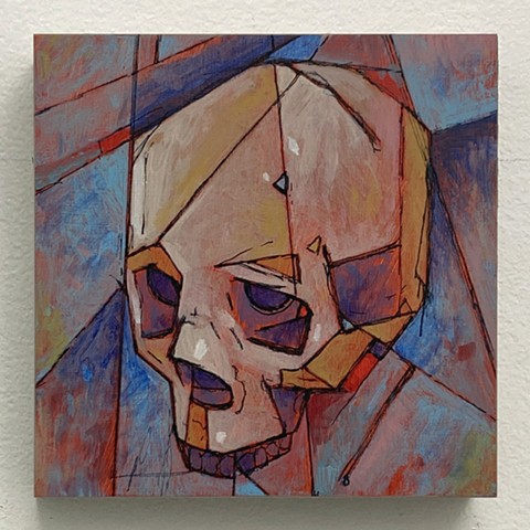 skull kyle andrew phillips new york nyc brooklyn bk greenpoint oil on panel painting oil charles demuth abstract cubism tribute art history