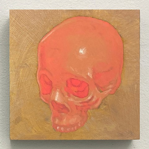 skull kyle andrew phillips new york nyc brooklyn bk greenpoint oil on panel painting oil bubble gum pink chew pop smack