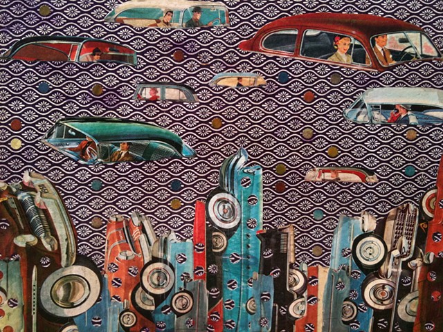 collage, automobiles, art
