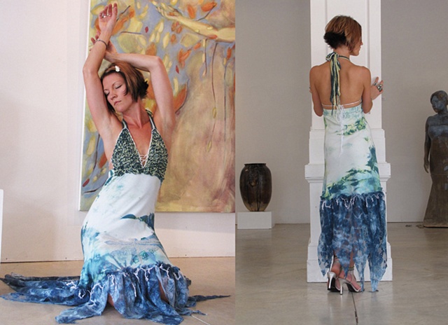Art in Motion Hand Dyed Organic Cotton and Vintage Lace Dress