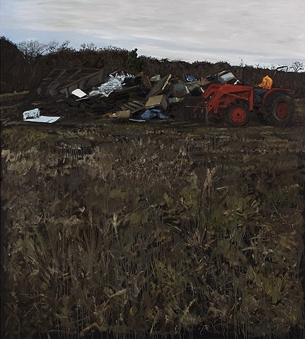 landscape, tractor, trashpile