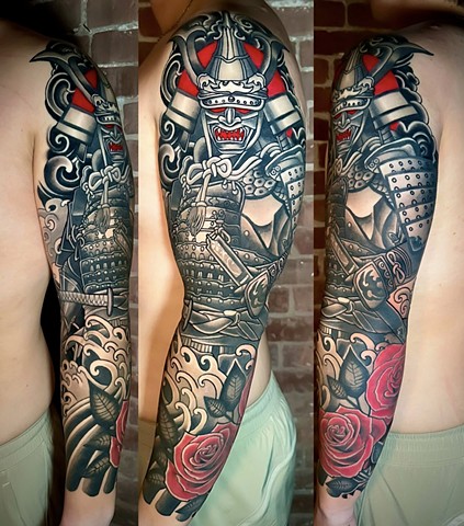 Hachiman God of War Tattoo by Adam Sky, San Francisco, California