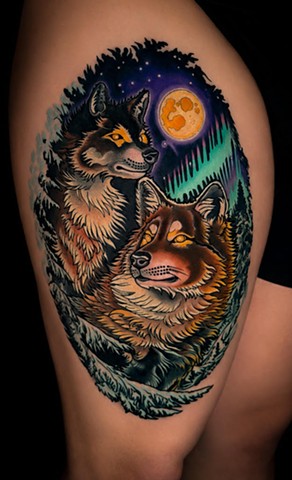 Odin's Wolves by Custom Tattoos by Adam Sky, San Francisco, Bay Area, California