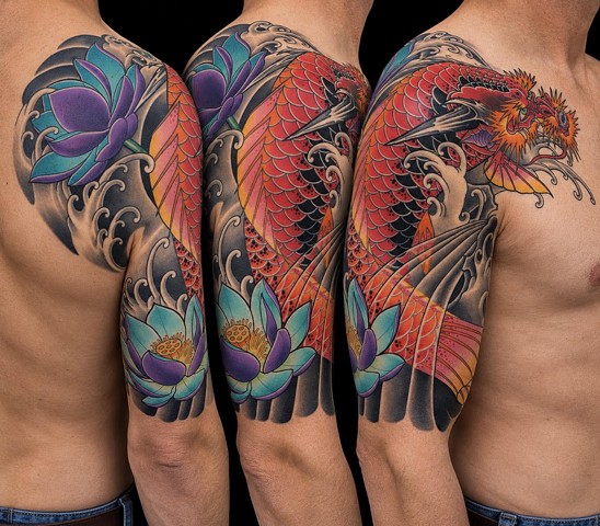 Dragon Koi Tattoo by Adam Sky, San Francisco, Bay Area, California