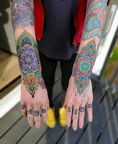 Color Mandala Tattoos by Adam Sky, Morningstar Tattoo Parlor, Belmont, Bay Area, California