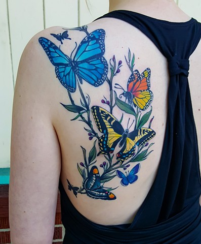 Butterflies Tattoo by Adam Sky, San Francisco, California