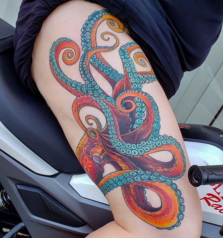 Octopus Tattoo by Adam Sky, Hold Fast Studio, Redwood City, Bay Area, California