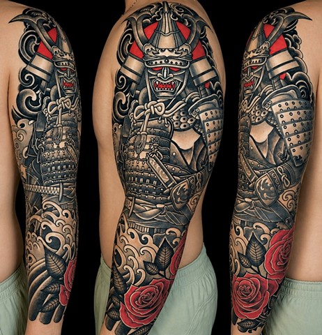 Hachiman God of War Tattoo by Adam Sky, San Francisco, California