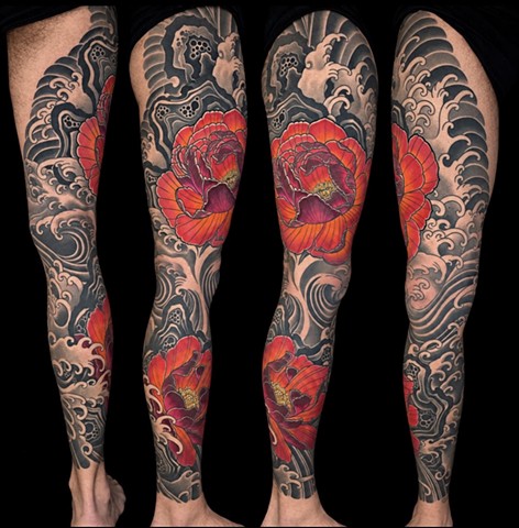 Peony Leg Sleeve by Adam Sky, San Francisco, Bay Area, California