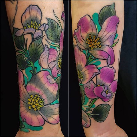 Dogwood Flower Tattoo by Adam Sky, San Francisco, California