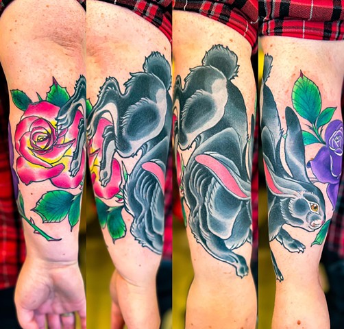 Black Rabbit Tattoo by Adam Sky, Morningstar Tattoo, Belmont, California