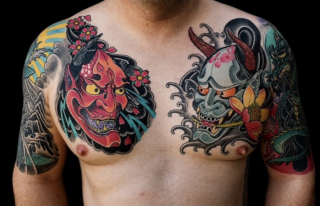 Dan's Hannya and Oni Tattoo by Adam Sky, San Francisco, Bay Area, California