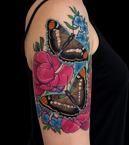 California Sisters Butterfly Tattoo by Adam Sky, San Francisco, California