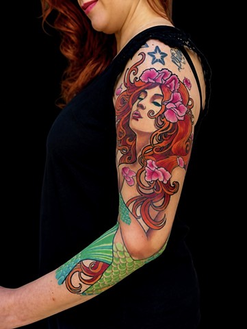Mermaid Tattoo by Adam Sky, San Francisco, Bay Area, California