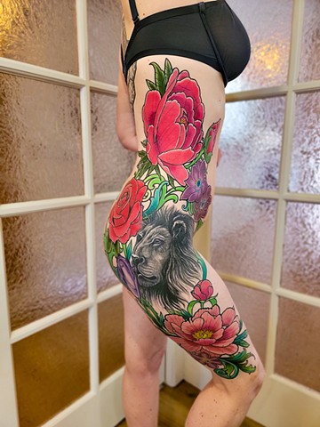 Floral Bouquet Tattoo by Adam Sky, Morningstar Tattoo Parlor, Belmont, Bay Area, California