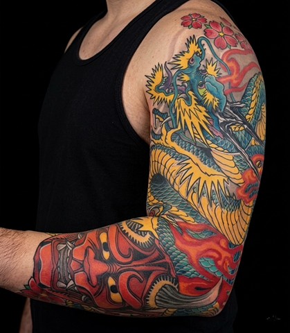 Dragon and Hannya Sleeve by Adam Sky, San Francisco, Bay Area, California