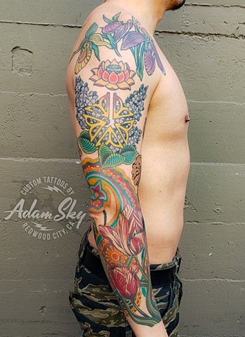 Paisley and Flowers Tattoo by Adam Sky, Redwood City, California