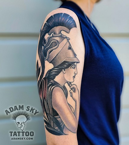 Athena Tattoo by Adam Sky, Morningstar Tattoo Parlor, Belmont, Bay Area, California