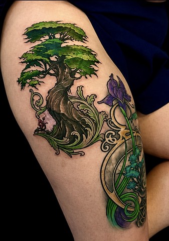 Cedar Tree Tattoo by Custom tattoos by Adam Sky, San Francisco, California