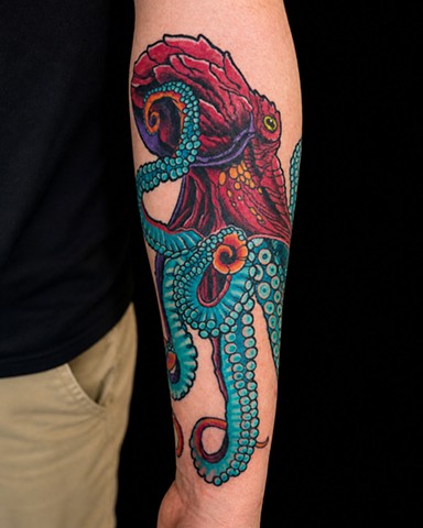 Octopus Tattoo by Adam Sky, Moringstar Tattoo Parlor, Belmont, Bay Area, California
