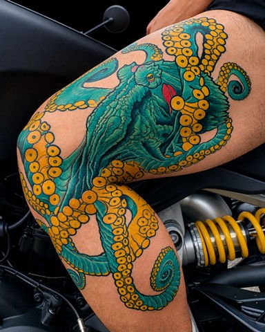 Kraken Tattoo by Adam Sky, San Francisco, California