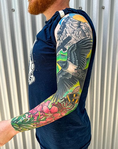 Nature Sleeve by Adam Sky, Morningstar Tattoo, Belmont, Bay Area, California