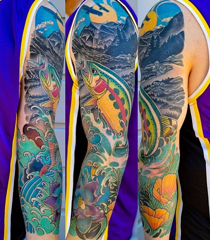 Golden Trout Tattoo by Adam Sky, Moringstar Tattoo, Belmont, Bay Area, California