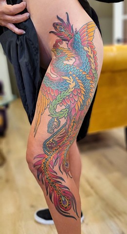 Phoenix Tattoo by Adam Sky, Morningstar Tattoo Parlor, Belmont, Bay Area, California