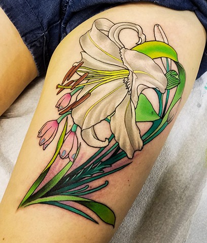 White Oriental Lily Tattoo by Adam Sky, San Francisco, California