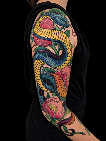 Snake Tattoo by Adam Sky, Morningstar Tattoo, Belmont, Bay Area, California