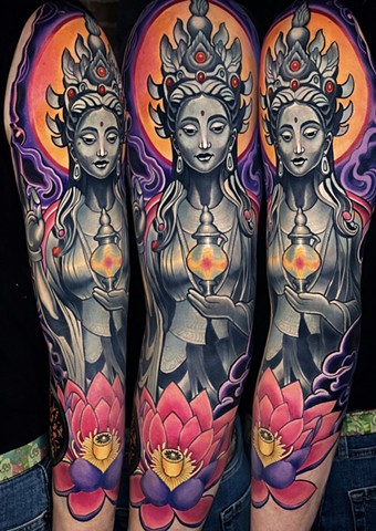 Quan Yin Sleeve Tattoo by Adam Sky, San Francisco, Bay Area, California