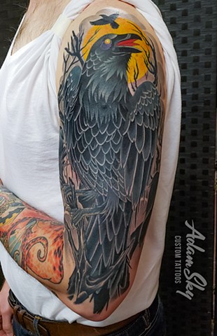 Raven Tattoo by Adam Sky, Hold Fast Studio, Redwood City, Bay Area, California