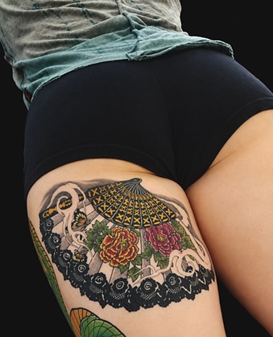 Delicate fan tattoo by Custom Tattoos by Adam Sky, San Francisco, California