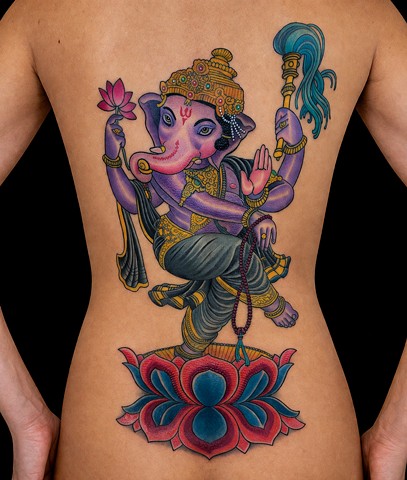 Ganesha Tattoo by Adam Sky, Morningstar Tattoo Parlor, Belmont, Bay Area, California