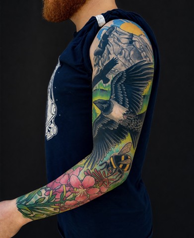 Nature Sleeve by Adam Sky, Morningstar Tattoo, Belmont, Bay Area, California