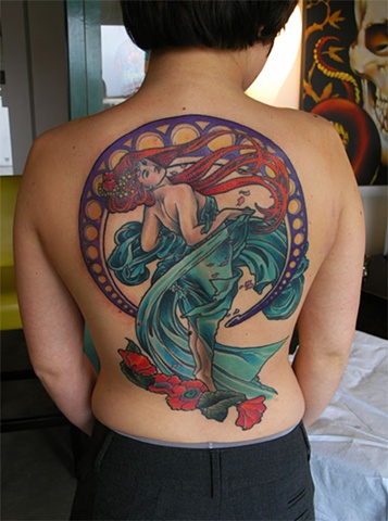 mucha lady tattoo by Custom tattoos by Adam Sky, San Francisco, California