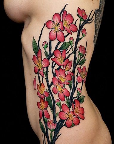Cherry Blossom Branch Tattoo by Adam Sky, Hold Fast Studio, Redwood City, California