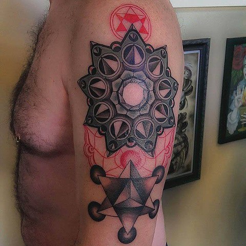 Sacred geometry tattoo by Custom tattoos by Adam Sky, San Francisco, California