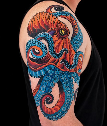 Octopus Tattoo by Adam Sky, Morningstar Tattoo, Belmont, Bay Area, California