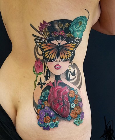 Butterfly Lady Tattoo by Adam Sky, San Francisco California