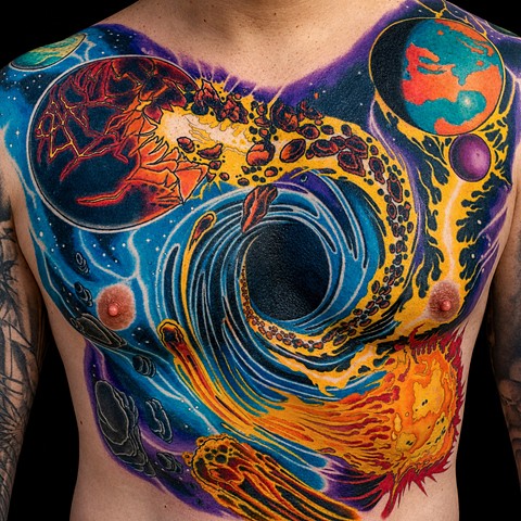 Black Hole Space Tattoo by Adam Sky, Redwood City, California